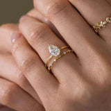 D Color Solitaire Pear Cut Moissanite Ring Gift For Her