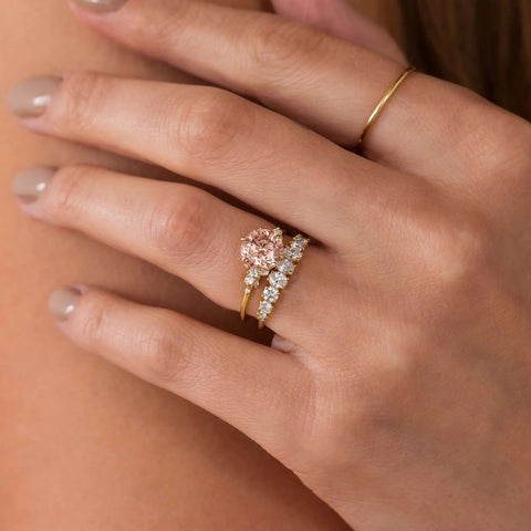 Oval & Round Cut Moissanite Half Eternity Band