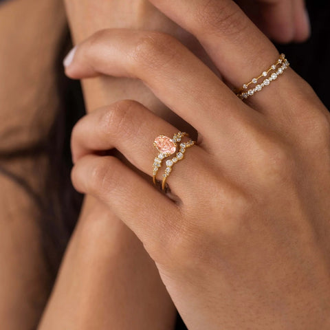 Round Cut Moissanite Half Eternity Wedding Band
