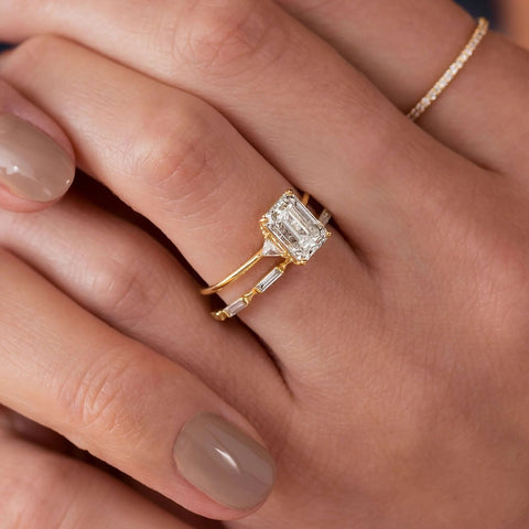 D Color Moissanite Baguette Full Eternity Wedding Band