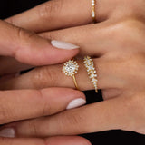 Round Cut Floral Halo Moissanite Engagement Ring