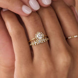Round Cut Floral Halo Moissanite Engagement Ring