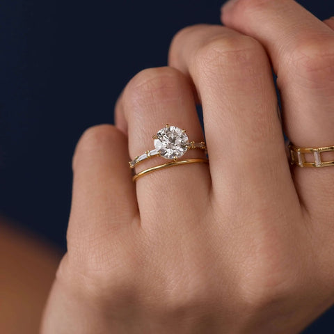 Round Cut D Color Moissanite Unique Style Engagement Ring