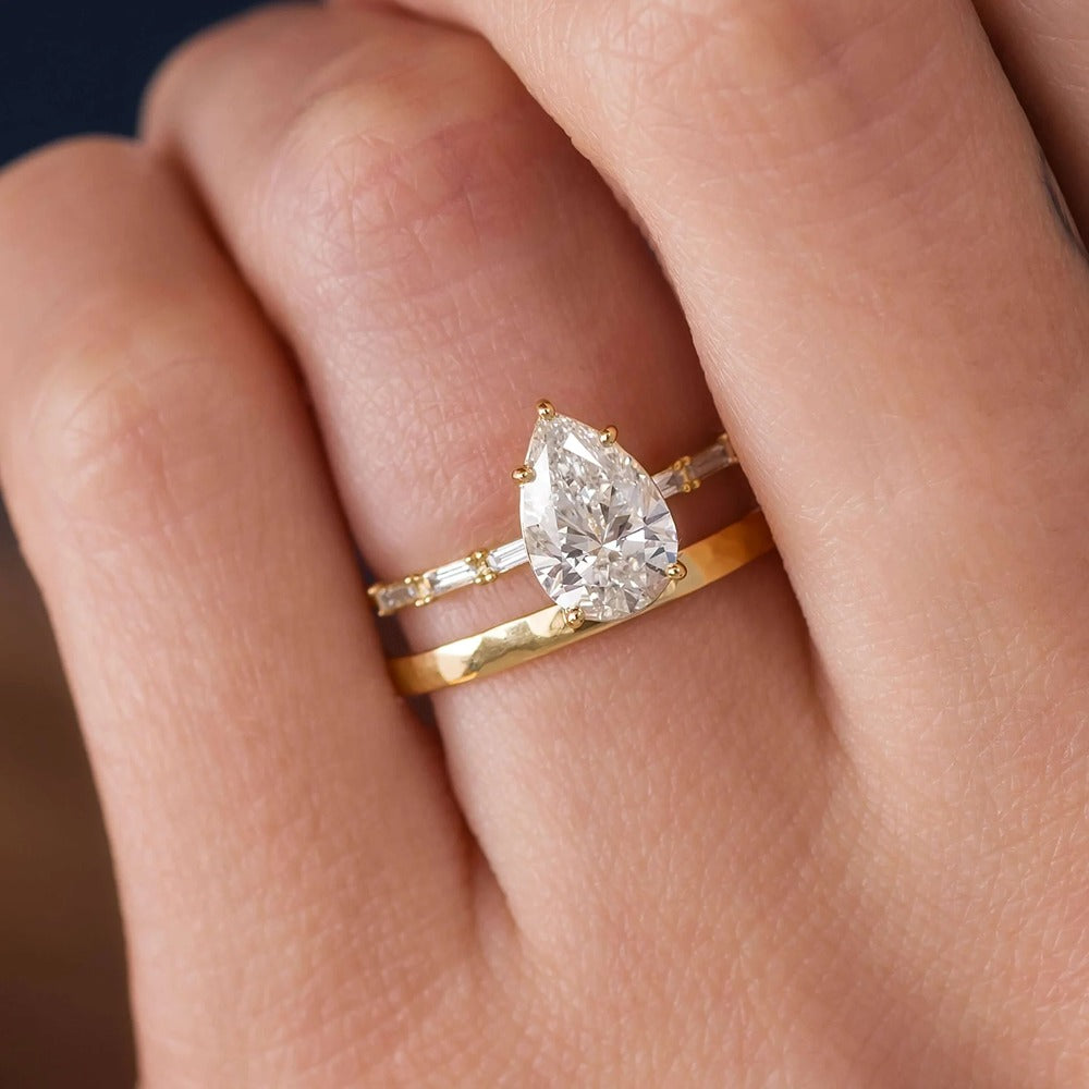 Moissanite Pear Cut Fluency Engagement Ring