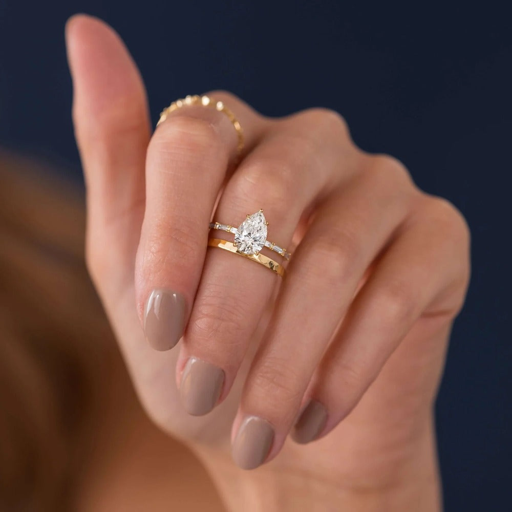 Moissanite Pear Cut Fluency Engagement Ring