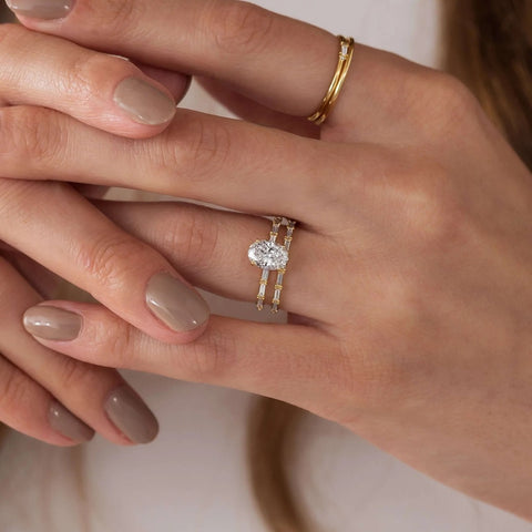 Moissanite Colorless Oval Cut Unique Engagement Ring