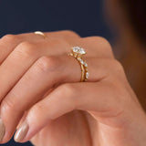 VVS1 Moissanite Round Cut Cluster Engagement Ring