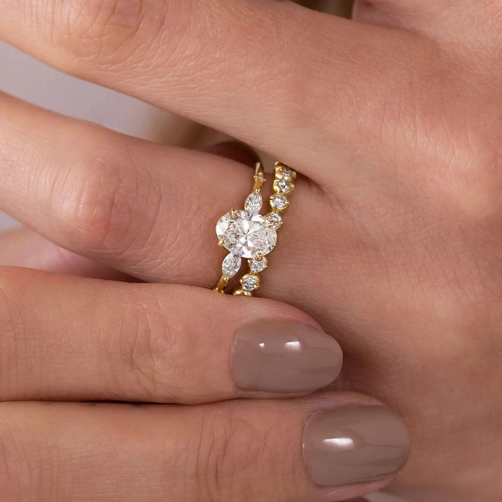 Multi Stone Moissanite Engagement Ring