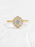 D Color Round Cut Moissanite Floral Halo Engagement Ring