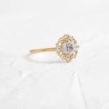 D Color Round Cut Moissanite Floral Halo Engagement Ring