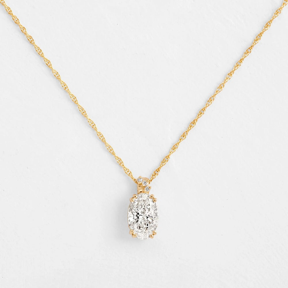 Moissanite D Color Oval Cut Hidden Accent Pendant