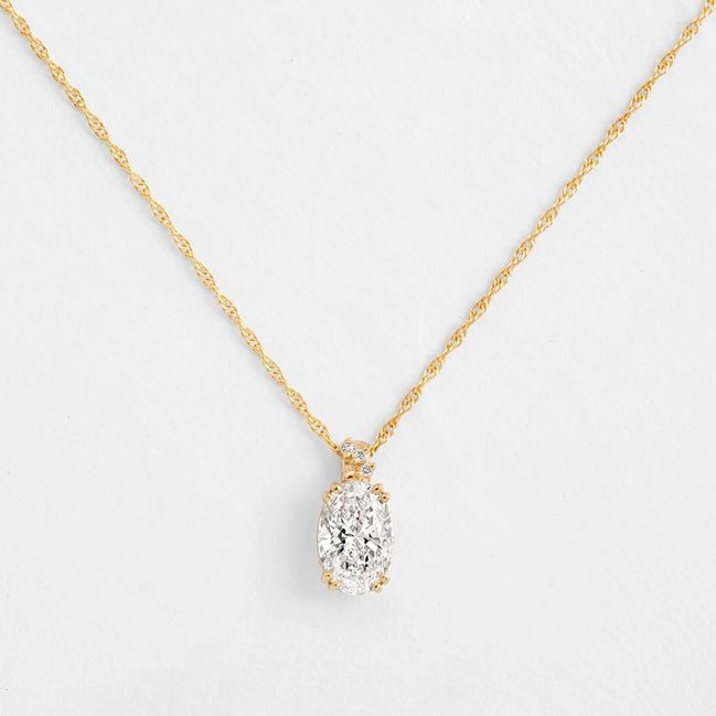 Moissanite D Color Oval Cut Hidden Accent Pendant