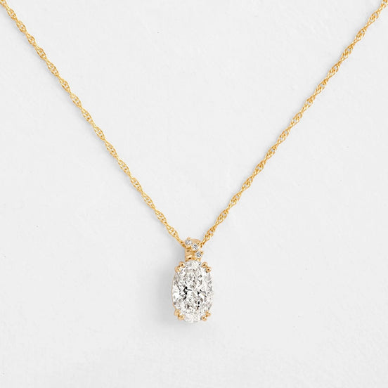 Moissanite D Color Oval Cut Hidden Accent Pendant
