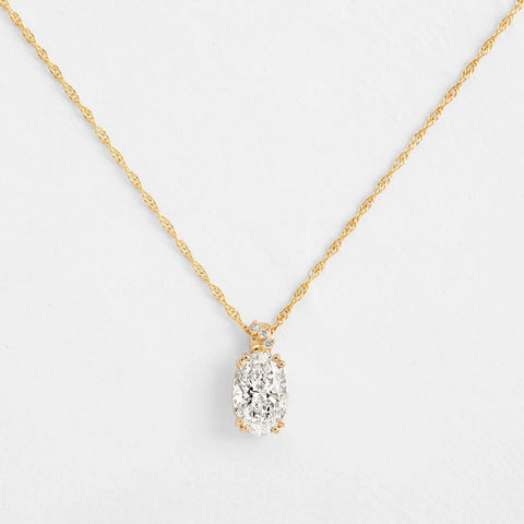 Moissanite D Color Oval Cut Hidden Accent Pendant