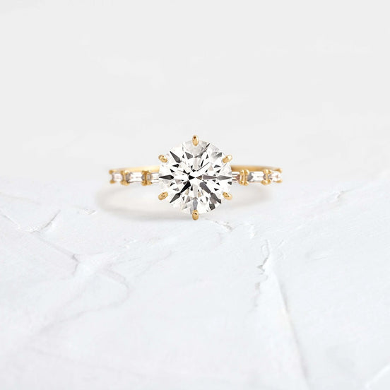 Round Cut D Color Moissanite Unique Style Engagement Ring