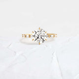 Round Cut D Color Moissanite Unique Style Engagement Ring
