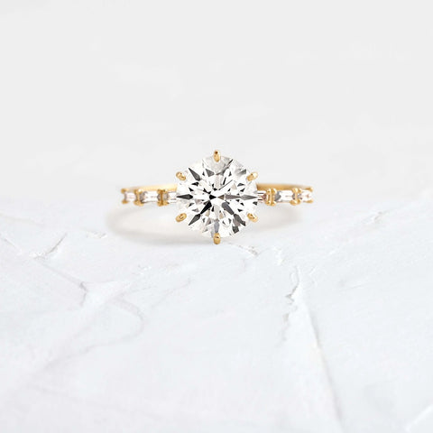 Round Cut D Color Moissanite Unique Style Engagement Ring