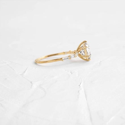 Round Cut D Color Moissanite Unique Style Engagement Ring
