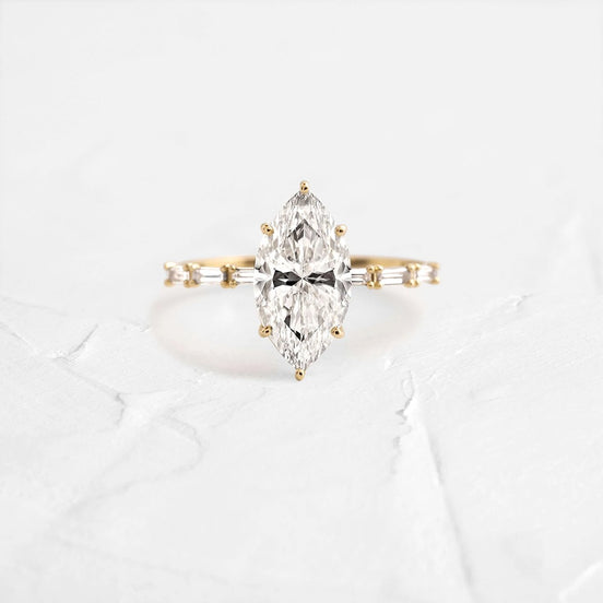 Marquise Cut Fluency Moissanite Wedding Proposal Ring