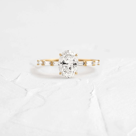 Moissanite Colorless Oval Cut Unique Engagement Ring