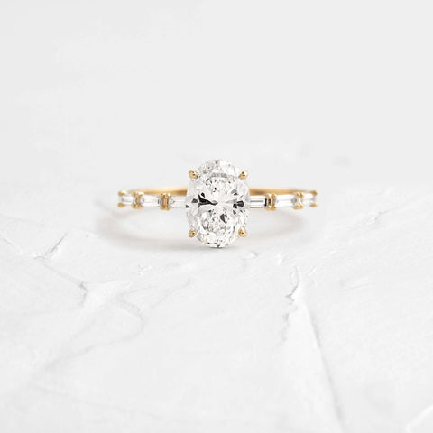 Moissanite Colorless Oval Cut Unique Engagement Ring