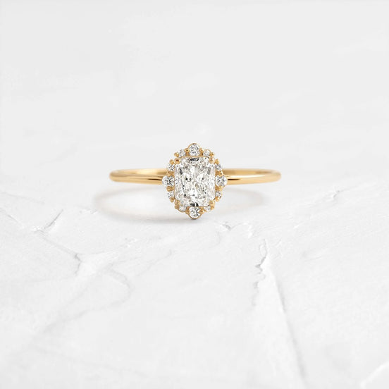 Moissanite Radiant Cut D Color Vintage Halo Engagement Ring