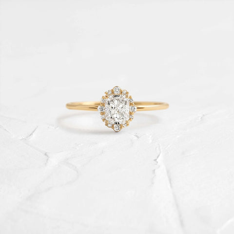 Moissanite Radiant Cut D Color Vintage Halo Engagement Ring