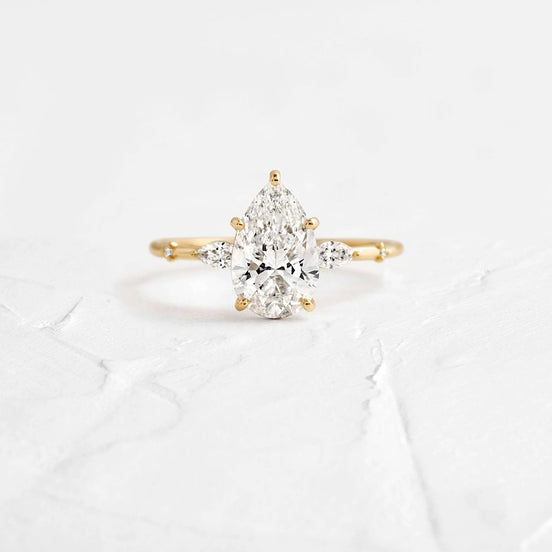 Pear Cut Vintage Colorless Moissanite Engagement Ring