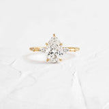 Pear Cut Vintage Colorless Moissanite Engagement Ring
