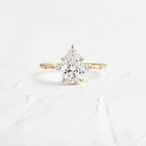 Pear Cut Vintage Colorless Moissanite Engagement Ring