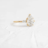 Pear Cut Vintage Colorless Moissanite Engagement Ring