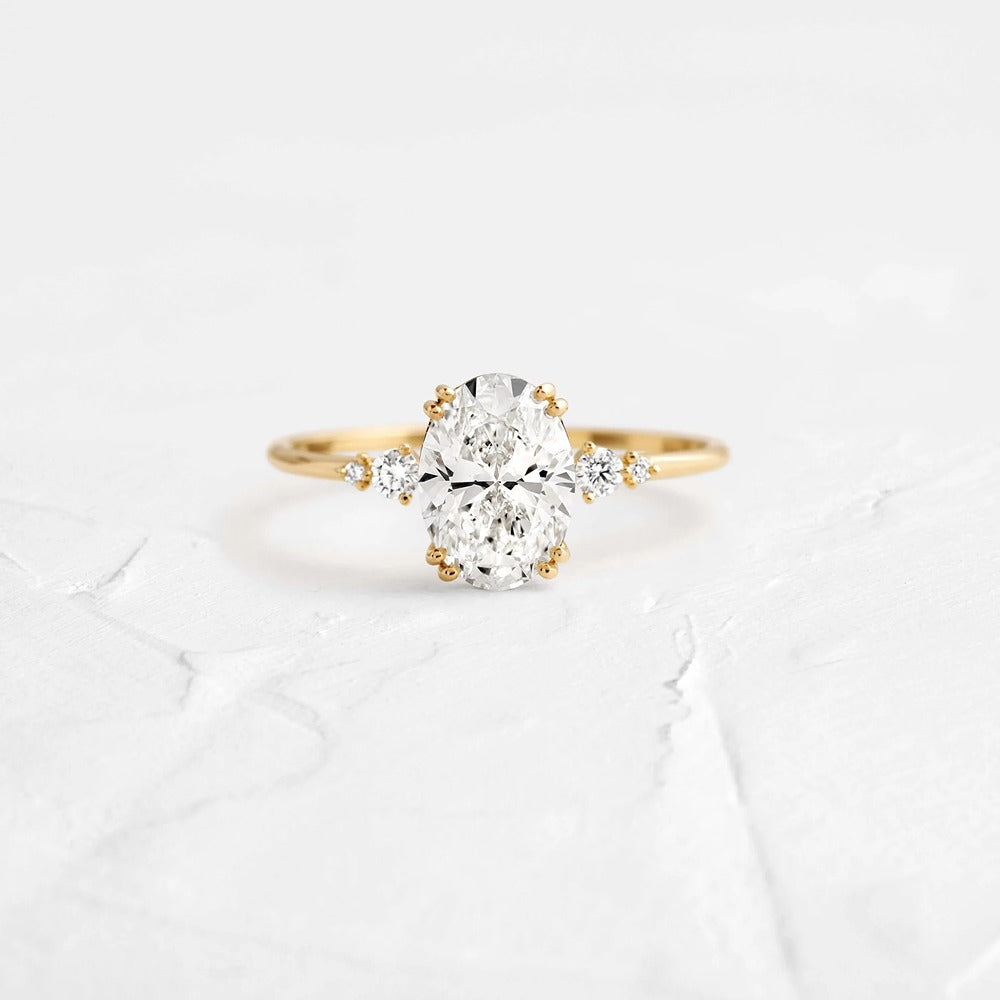 Oval Cut Five Stone Moissanite Engagement Ring
