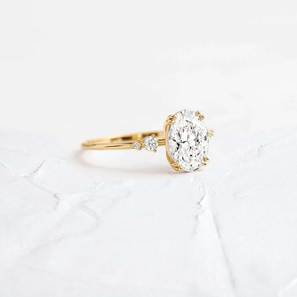 Oval Cut Five Stone Moissanite Engagement Ring