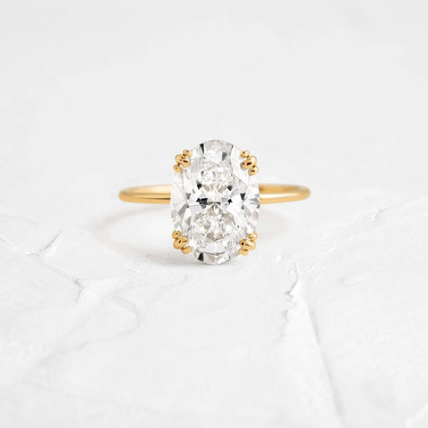 Oval Cut Hidden Accent Moissanite Engagement Ring