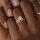 D Color Round Cut Moissanite Floral Halo Engagement Ring