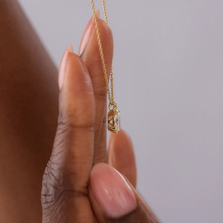 Moissanite D Color Oval Cut Hidden Accent Pendant