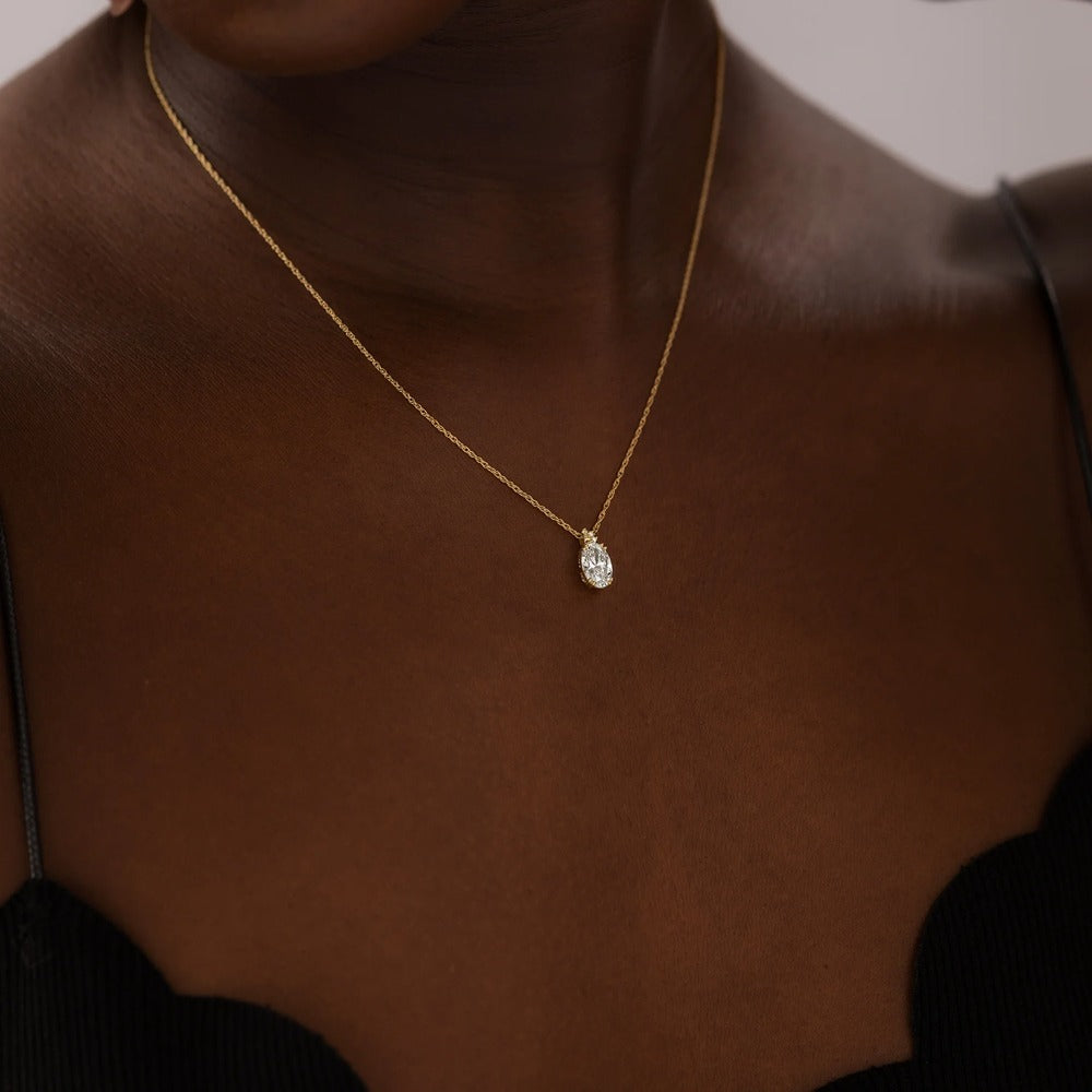 Moissanite D Color Oval Cut Hidden Accent Pendant
