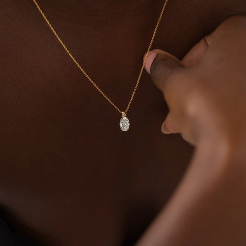 Moissanite D Color Oval Cut Hidden Accent Pendant