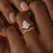 Pear Cut Vintage Colorless Moissanite Engagement Ring