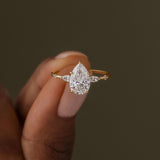 Pear Cut Vintage Colorless Moissanite Engagement Ring