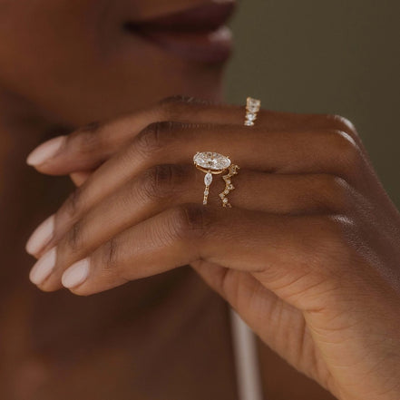 Oval Cut Moissanite Multi Stone Engagement Ring