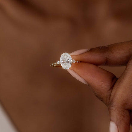 Oval Cut Moissanite Multi Stone Engagement Ring