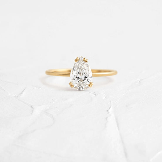Solitaire Pear Cut Moissanite Engagement Ring