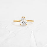 Solitaire Pear Cut Moissanite Engagement Ring