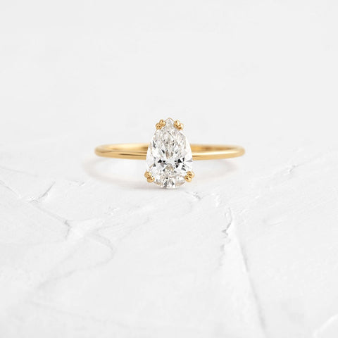 Solitaire Pear Cut Moissanite Engagement Ring