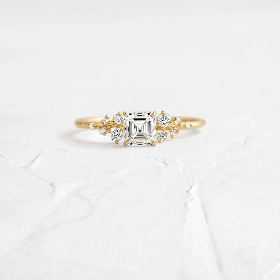 Moissanite VVS1 Vintage Asscher Cut Engagement Ring