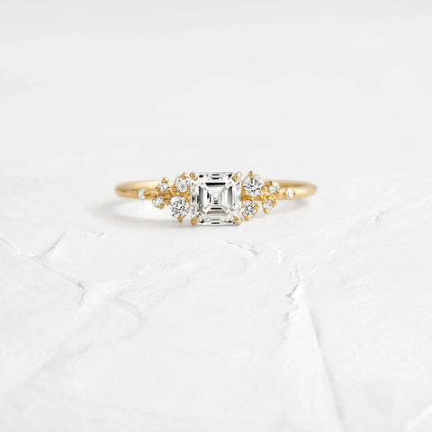 Moissanite VVS1 Vintage Asscher Cut Engagement Ring