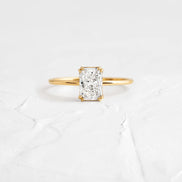 Radiant Cut Double Claw Prong Solitaire Moissanite Ring