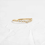 Round Cut Moissanite Curved Eternity Wedding Band