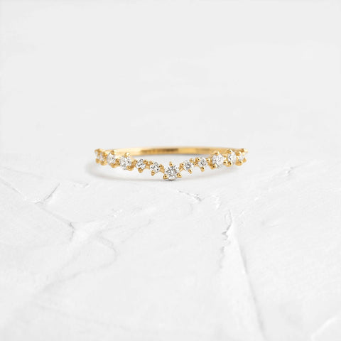 Round Cut Moissanite Curved Eternity Wedding Band